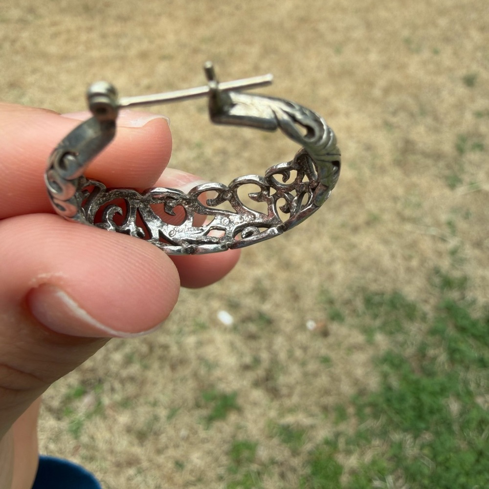 Vintage Jezlaine 925 Sterling Silver Filigree Scrollwork Earrings - Picture 4 of 6